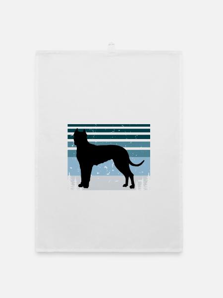 Cordoba Kampfhund Liebhaber Silhouette Retro Sonnenuntergang - Organic Geschirrtuch - Weiß - Vorne