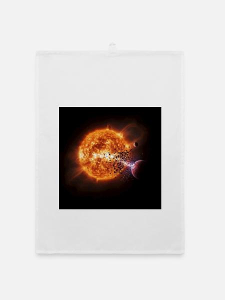 Feuriger Kometen-Print auf T-Shirt - Organic Geschirrtuch - Weiß - Vorne