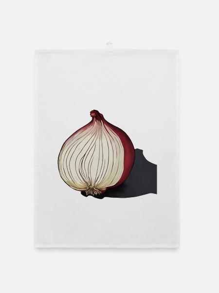 Elegante Rote Zwiebel - Organic Geschirrtuch - Weiß - Vorne
