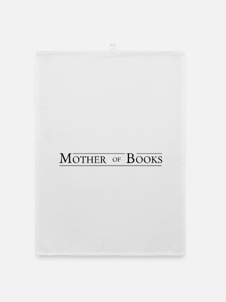Mother of Books - Black - Organic Geschirrtuch - Weiß