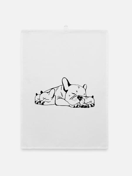 French Bulldog Mama - Organic Geschirrtuch - Weiß