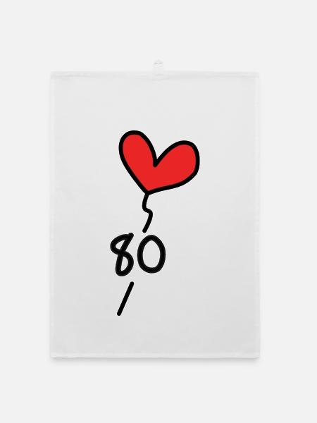 80. - GEBURTSTAG. HAPPY BIRTHDAY. FRÖHLICHER ANNIV - Organic Geschirrtuch - Weiß