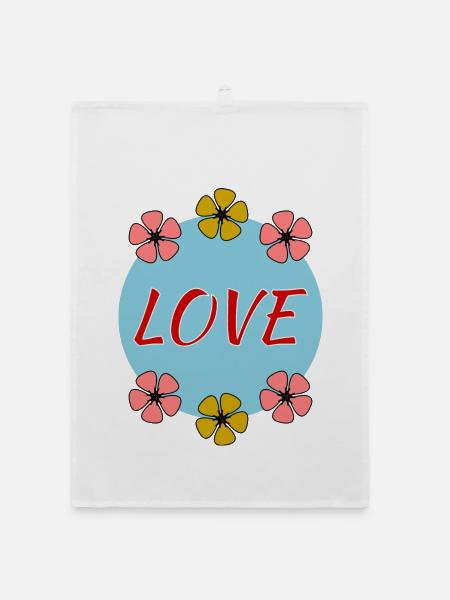 LIEBE. VALENTINSTAG. ICH LIEBE DICH. ICH LIEBE DICH. LIEBE - Organic Geschirrtuch - Weiß - Vorne