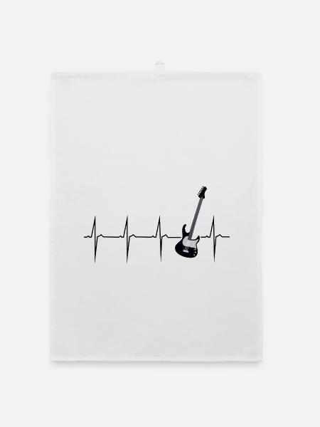 mein herz schlägt für e gitarre - Organic Geschirrtuch - Weiß - Vorne