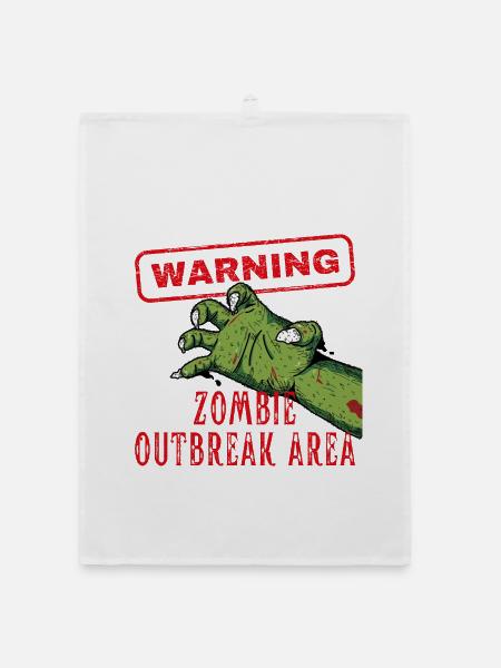 Warnung Zombie Outbreak Area Brain Eater - Organic Geschirrtuch - Weiß - Vorne