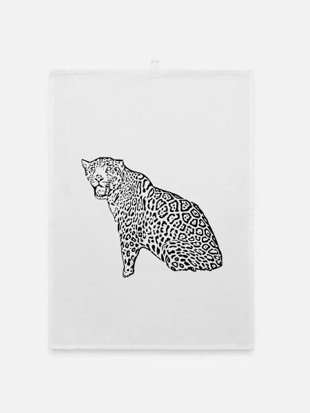 leopard schwarz - Organic Geschirrtuch - Weiß