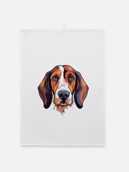Treeing Walker Coonhound Hunderasse Aquarellwagen - Organic Geschirrtuch - Weiß - Vorne
