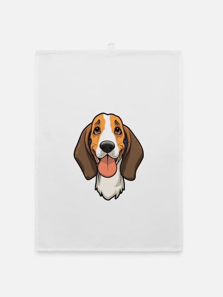 Treeing Walker Coonhound Hunderasse Aquarellwagen - Organic Geschirrtuch - Weiß - Vorne