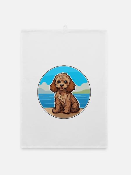 Cockapoo Hund Rasse Cartoon Kawaii Clipart Hund Haustier - Organic Geschirrtuch - Weiß - Vorne