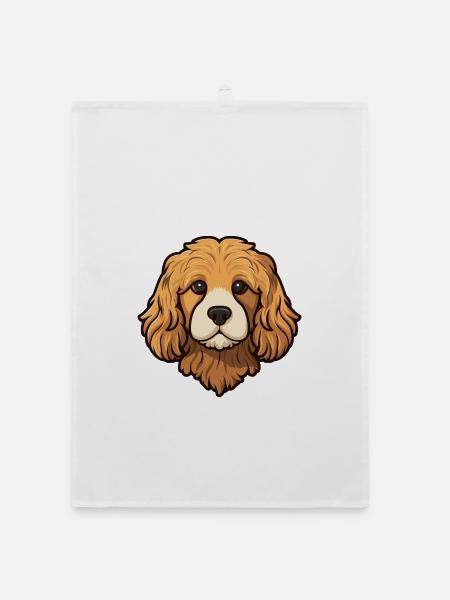 Cockapoo Hunderasse Cartoon Kawaii Illustration - Organic Geschirrtuch - Weiß - Vorne