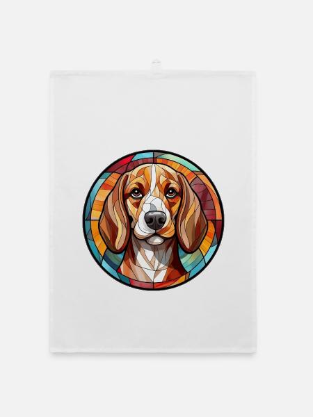 Beagle Hunderasse Aquarellglas - Organic Geschirrtuch - Weiß - Vorne