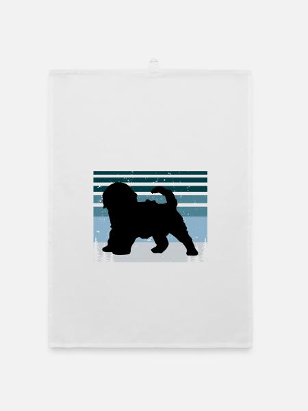 Cockapoo Hundeliebhaber Silhouette Vintage Sonnenuntergang - Organic Geschirrtuch - Weiß - Vorne