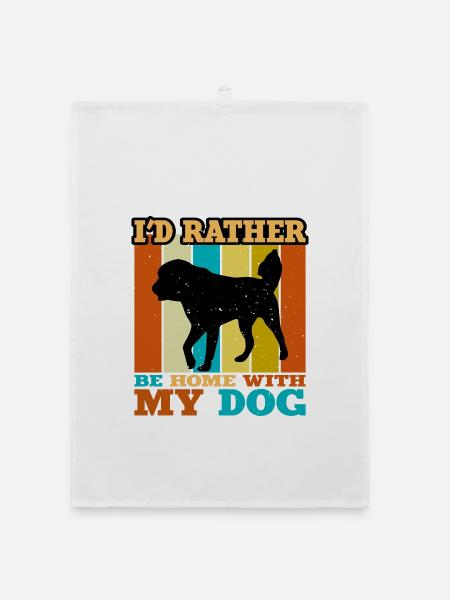 Himalaya Schäferhund Hund Silhouette Retro Sonnenuntergang - Organic Geschirrtuch - Weiß - Vorne
