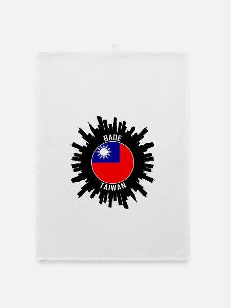 Bade Skyline Taiwan Flagge Reise Souvenir - Organic Geschirrtuch - Weiß - Vorne