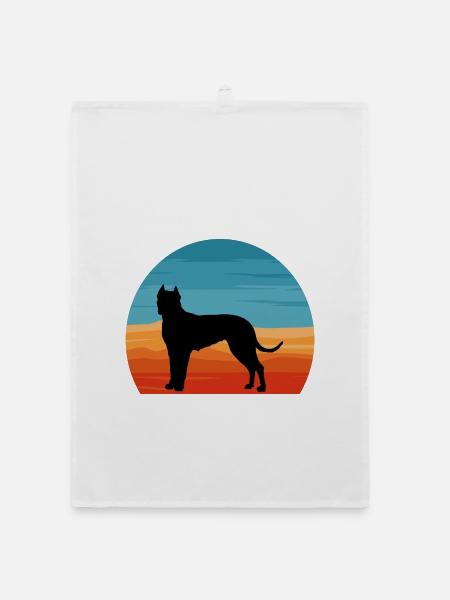 Cordoba Kampfhund Liebhaber Silhouette Retro Sonnenuntergang - Organic Geschirrtuch - Weiß - Vorne