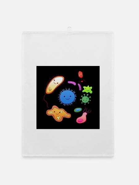 Bakterien Maske Biologe Mikrobiom Biologie - Organic Geschirrtuch - Weiß - Vorne