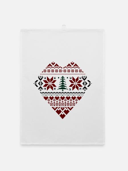 Weihnachtsherz Christmas - Organic Geschirrtuch - Weiß