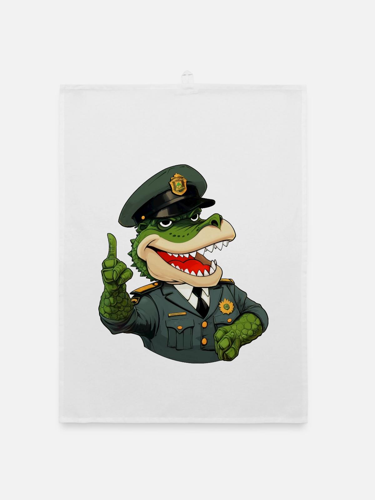 Krokodil Polizist - Organic Geschirrtuch - Weiß - Vorne