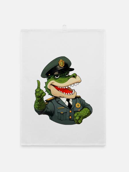 Krokodil Polizist - Organic Geschirrtuch - Weiß - Vorne