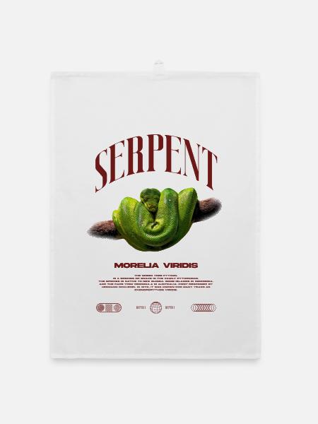 Green Tree Python Modern Reptile Keeper Streetwear - Organic Geschirrtuch - Weiß - Vorne