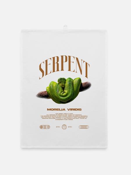 Green Tree Python Modern Reptile Keeper Streetwear - Organic Geschirrtuch - Weiß - Vorne