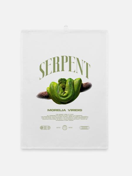 Green Tree Python Modern Reptile Keeper Streetwear - Organic Geschirrtuch - Weiß - Vorne