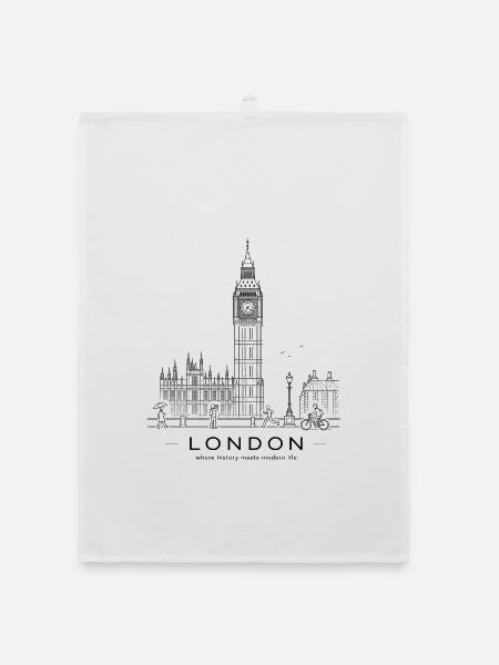 Big Ben Line Kunst - Organic Geschirrtuch - Weiß - Vorne