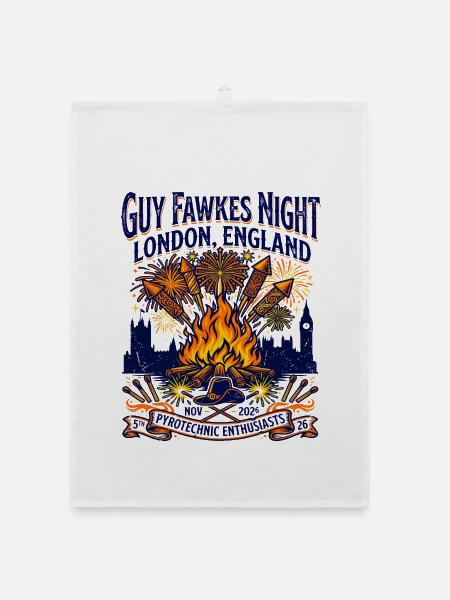 Guy Fawkes Night London England Pyrotechnic - Organic Geschirrtuch - Weiß - Vorne