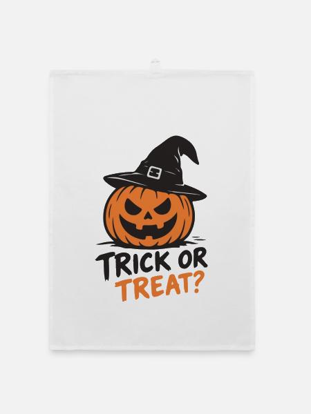Halloween Kürbis-Hexe Trick or Treat - Organic Geschirrtuch - Weiß - Vorne