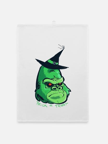 Halloween-Zombie-Gorilla - Organic Geschirrtuch - Weiß