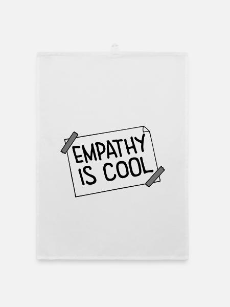 Empathy is cool Frecher Spruch Empathie Mit Herz - Organic Geschirrtuch - Weiß - Vorne