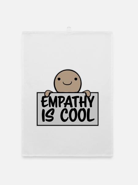 Empathy is cool Frecher Spruch Empathie Mit Herz - Organic Geschirrtuch - Weiß - Vorne