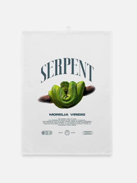 Green Tree Python Modern Reptile Keeper Streetwear - Organic Geschirrtuch - Weiß - Vorne