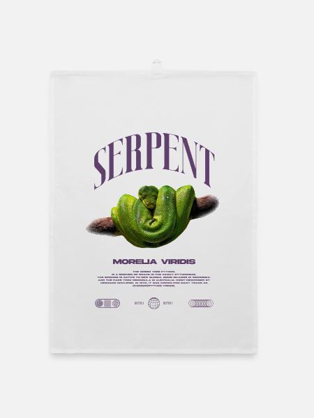 Green Tree Python Modern Reptile Keeper Streetwear - Organic Geschirrtuch - Weiß - Vorne