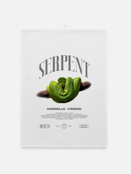 Green Tree Python Modern Reptile Keeper Streetwear - Organic Geschirrtuch - Weiß - Vorne