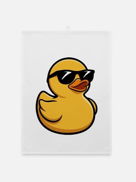 Ente mit Sonnenbrille Cartoon - Organic Geschirrtuch - Weiß - Vorne
