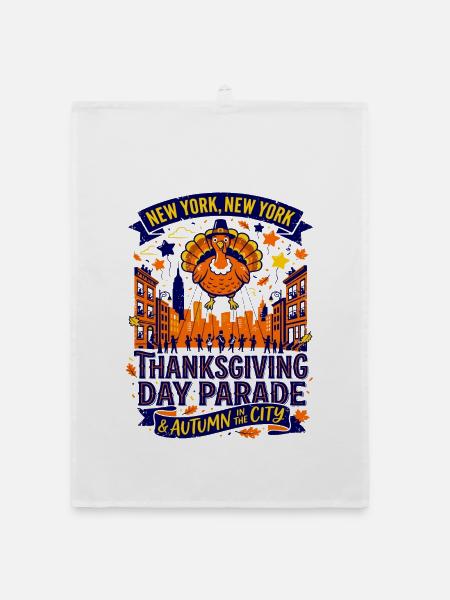 The Thanksgiving Day Parade In New York City - Organic Geschirrtuch - Weiß - Vorne