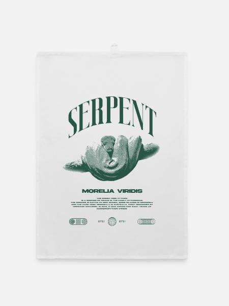 Green Tree Python Modern Reptile Keeper Streetwear - Organic Geschirrtuch - Weiß - Vorne
