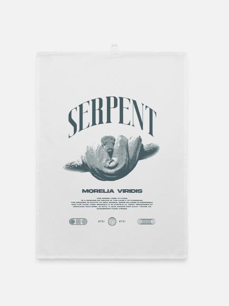 Green Tree Python Modern Reptile Keeper Streetwear - Organic Geschirrtuch - Weiß - Vorne