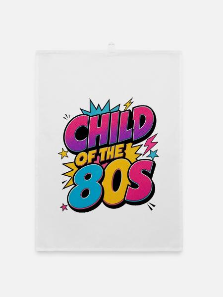 Kind der 80er – Child of the 80s Retro Neon - Organic Geschirrtuch - Weiß - Vorne