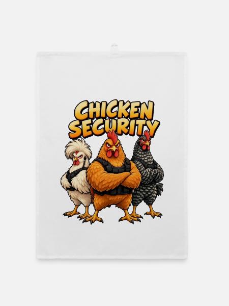 Hühner Security Team im Comicstil - Organic Geschirrtuch - Weiß
