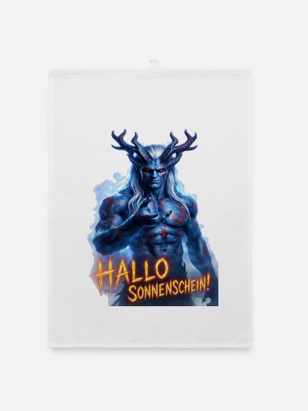 Hallo Sonnenschein! – Dämon mit Humor  - Organic Geschirrtuch - Weiß - Vorne