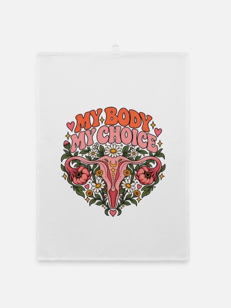 "My body my choice" - Organic Geschirrtuch - Weiß