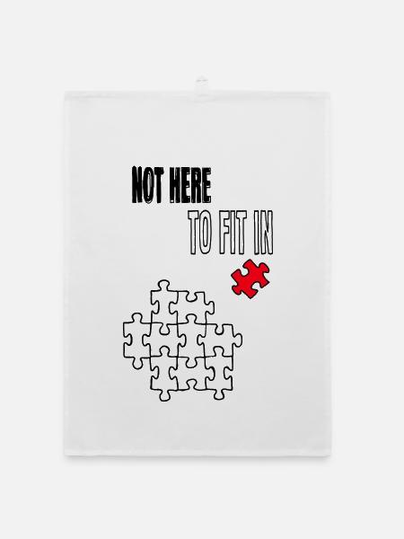 Not Here to Fit In – Rotes Puzzleteil Statement - Organic Geschirrtuch - Weiß