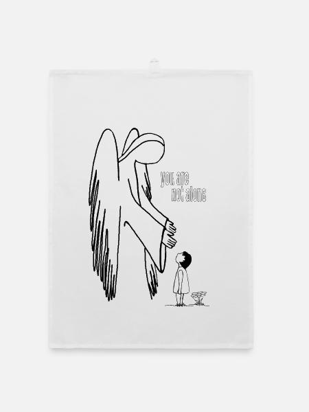 You Are Not Alone – Schutzengel Statement - Organic Geschirrtuch - Weiß