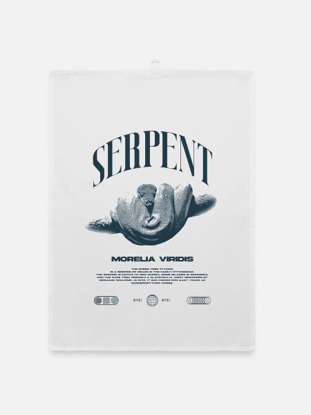 Green Tree Python Modern Reptile Keeper Streetwear - Organic Geschirrtuch - Weiß - Vorne