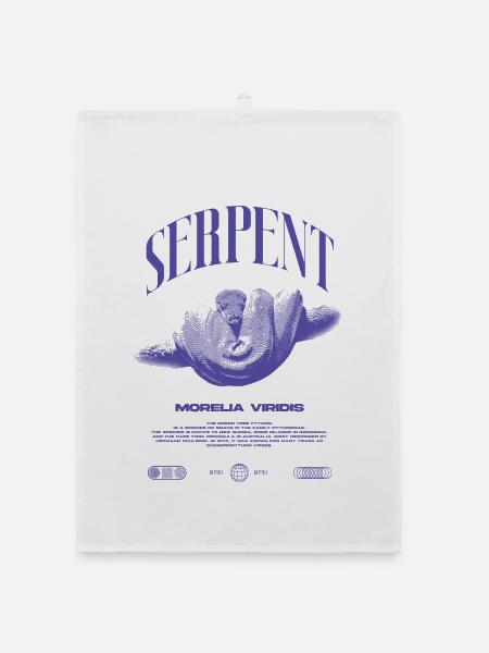 Green Tree Python Modern Reptile Keeper Streetwear - Organic Geschirrtuch - Weiß - Vorne