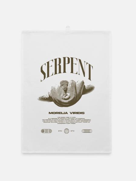 Green Tree Python Modern Reptile Keeper Streetwear - Organic Geschirrtuch - Weiß - Vorne
