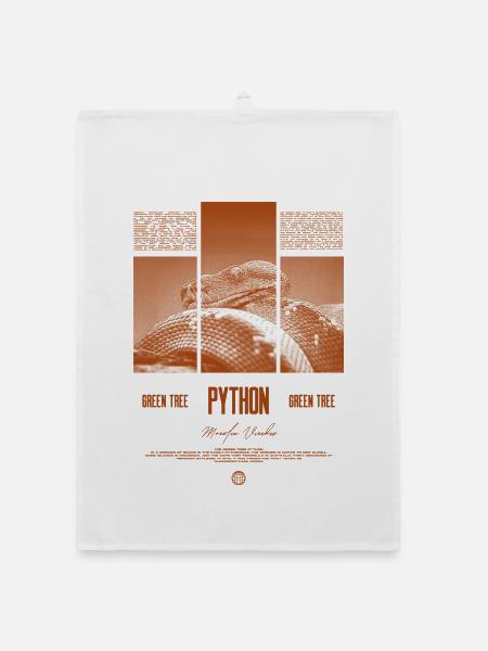 Green Tree Python Modern Reptile Keeper Streetwear - Organic Geschirrtuch - Weiß - Vorne