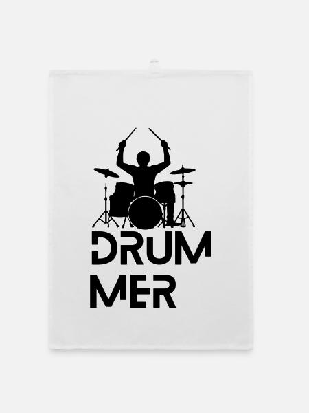 Drummer Schlagzeug Musik Geschenk für Schlagzeuger - Organic Geschirrtuch - Weiß - Vorne